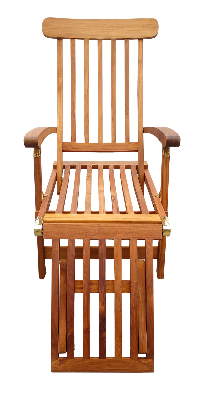 Load image into Gallery viewer, Britannia Folding 4-Position Steamer Lounge - Oiled Finish