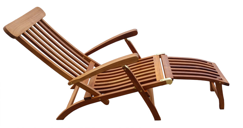 Load image into Gallery viewer, Britannia Folding 4-Position Steamer Lounge - Oiled Finish