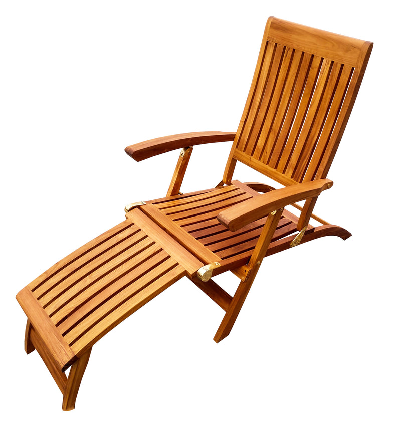 Load image into Gallery viewer, Oceanic Folding 4-Position Euro Steamer Lounge, Oiled Finish