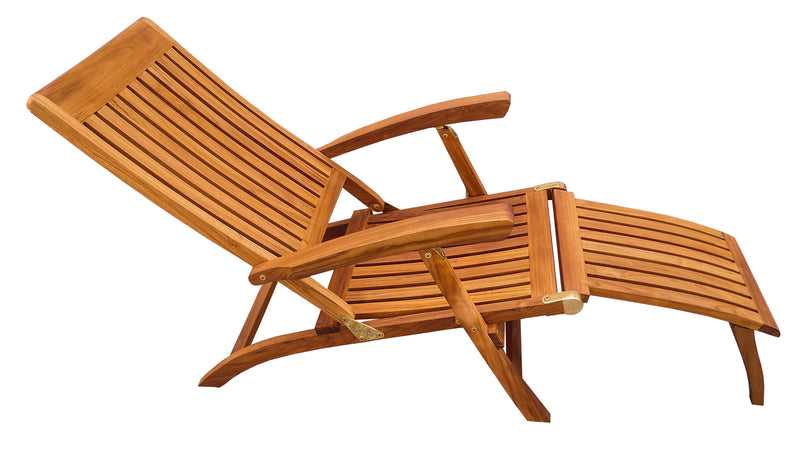 Load image into Gallery viewer, Oceanic Folding 4-Position Euro Steamer Lounge, Oiled Finish