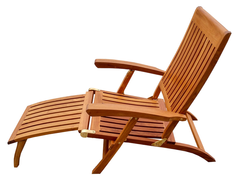 Load image into Gallery viewer, Oceanic Folding 4-Position Euro Steamer Lounge, Oiled Finish