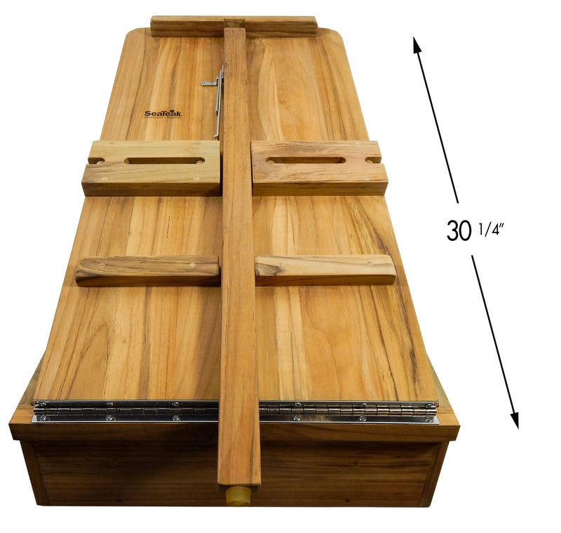 Load image into Gallery viewer, Teak Cockpit Table with folding leaves and drink holder (Part #60392)