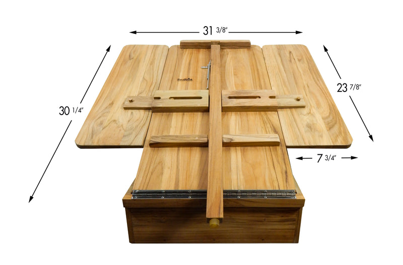 Load image into Gallery viewer, Teak Cockpit Table with folding leaves and drink holder (Part #60392)