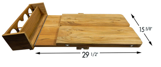 Teak Cockpit Table with folding leaves and drink holder (Part #60392)