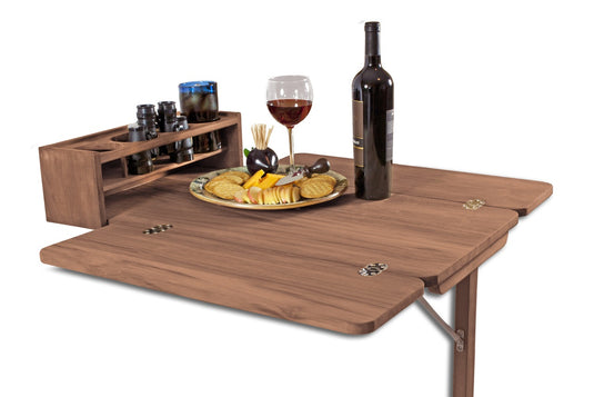 Teak Cockpit Table with folding leaves and drink holder (Part #60392)