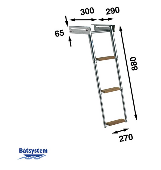 Batsystem BKT73T - TELESCOPIC LADDER IN CASINGS 88X29 CM - 3 STEPS IN TEAK