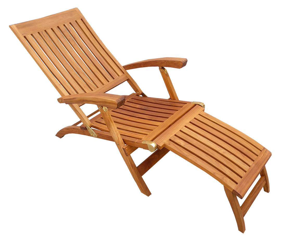 Oceanic Folding 4-Position Euro Steamer Lounge, Oiled Finish