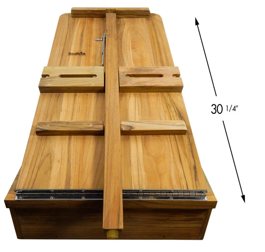 Teak Cockpit Table with folding leaves and drink holder (Part #60392)