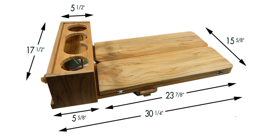 Teak Cockpit Table with folding leaves and drink holder (Part #60392)