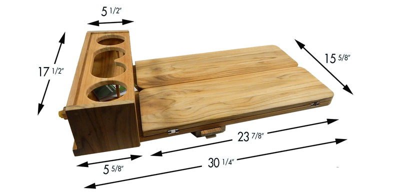 Load image into Gallery viewer, Teak Cockpit Table with folding leaves and drink holder (Part #60392)
