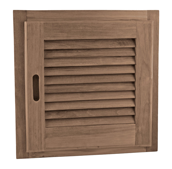 Teak Louvered Door + Frame, Square 15