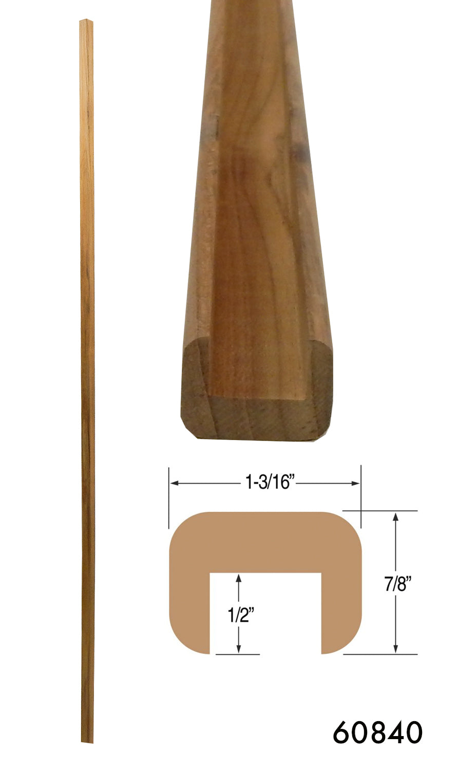 Teak Cap Molding 1-3/16" x 7/8" Large(Part #60840)