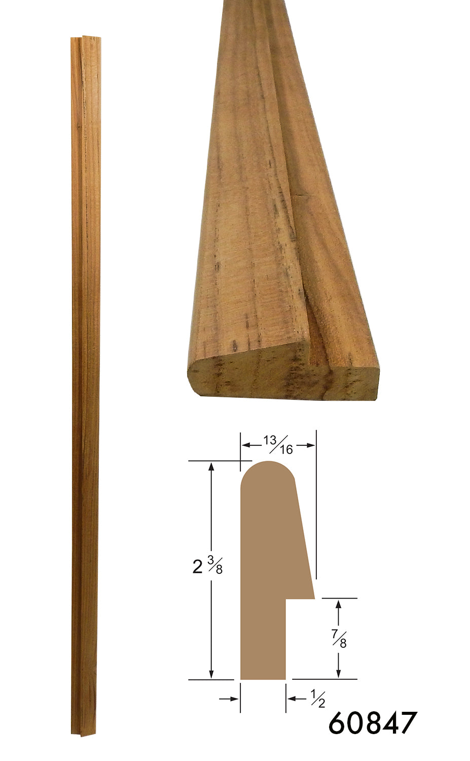 Teak Bunk Rail Molding (Part #60847)